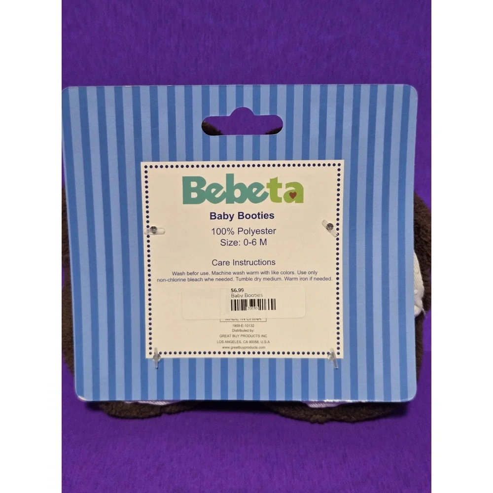 NEW‎ Bebeta Baby Slippers Booties Infant 0-6 Months Brown Bear Cub Fleece SOFT